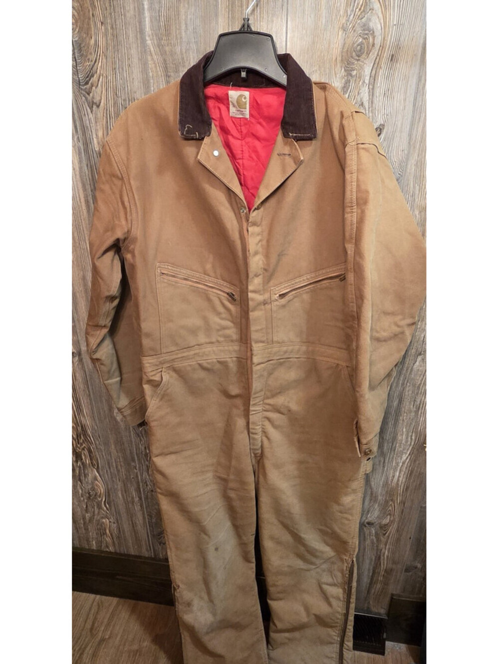 Vintage Carhartt Coveralls Size 44L Brown Duck Insulated Workwear X01 USA 90s